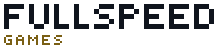 FULLSPEED in ink pixel letters over GAMES in dark gold, on paper.